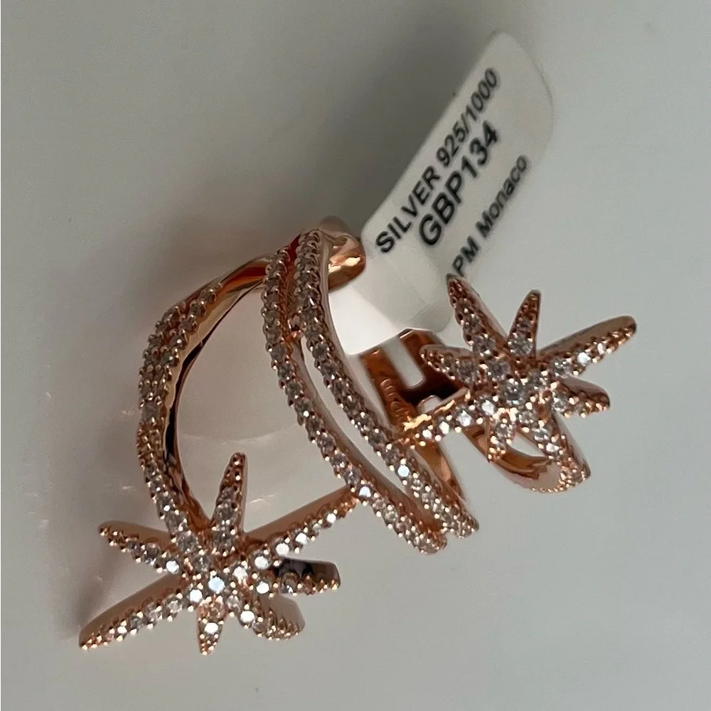 Rose Gold Starburst Pavé Wrap Ring - Women